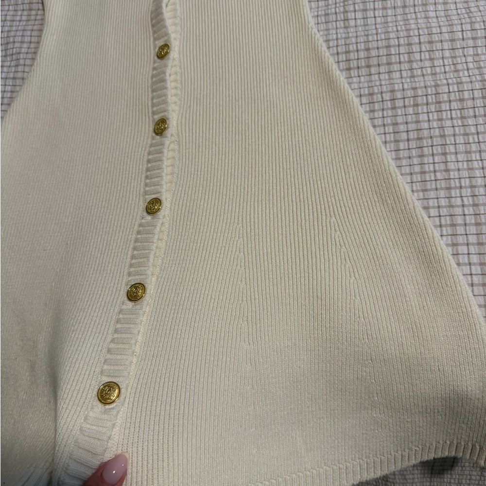 H&M Cream Ribbed Knit Button-Front Mini Dress - Picture 8 of 12
